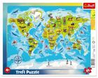 Trefl, Frame, Harta lumii cu animale, puzzle, 25 piese