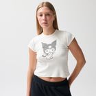 Tricou alb cu imprimeu Kuromi NOWEAR