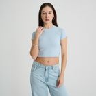 Tricou crop top reiat cu adaos de modal NOWEAR