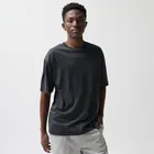 Tricou regular cenusiu-negru NOWEAR