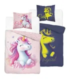 Unicorn, Fluo, set lenjerie de pat, single, 160-200 cm