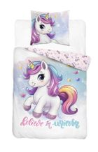 Unicorn, set lenjerie de pat single, 140-200 cm