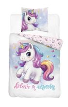 Unicorn, set lenjerie de pat single, 160-200 cm