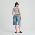 Bermude din denim cu talie reglabila unisex NOWEAR