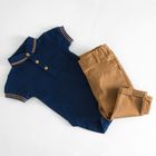 Cool Club, Set pentru baieti, Body cu maneca scurta, Pantaloni din textil, bluemarin-maro