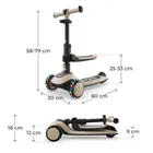 Kinderkraft, Halley 2, trotineta cu 3 roti de echilibru 2in1, LED, Stone White