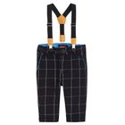 Cool Club, Set pentru baieti, Body-camasa cu maneca lunga, Vesta, Papion pentru baieti, Pantaloni, Bretele, alb-bleumarin