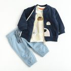 Cool Club, Set pentru baieti, Hanorac cu fermoar, Bluza cu maneca lunga, Pantaloni trening, ecru, albastru