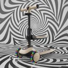 Kinderkraft, Halley 2, trotineta cu 3 roti de echilibru 2in1, LED, Stone White