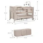 Kinderkraft, Joy 2, patut de calatori cu accesorii, 3in1, Beige
