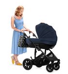 Kinderkraft, Prime, carucior multifunctional 3in1, bleumarin + geanta Mommy Bag