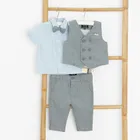 Cool Club, Set pentru baieti, Camasa cu maneca scurta, Vesta, Pantaloni din textil, mix