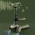 Kinderkraft, Halley 2, trotineta cu 3 roti de echilibru 2in1, LED, Grassland Green