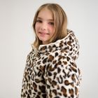 Cool Club, Geaca lunga cu gluga pentru fete, cu doua fete, calduroasa, alb
