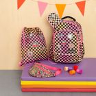 Kayokki, rucsac pentru scoala cu 1 compartiment, carouri roz-portocaliu