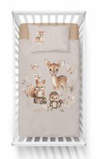 Animale din padure, set lenjerie de pat single, bej, 100-135 cm