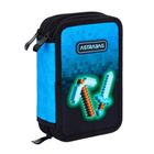 Astrabag, Jumbo, penar cu 3 compartimente, cu rechizite scolare, Blue Pixel