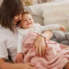 BabyOno, Patura din bumbac cu captuseala din flanela, roz, 75-100 cm