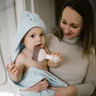 BabyOno, prosop cu gluga, din bambus, 100-100 cm, albastru