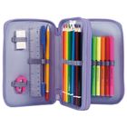 BackUp, penar dublu, cu rechizite scolare, Carouri Violet