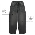 Blugi ajustabili cenusii-negri cu croiala super baggy unisex NOWEAR