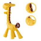 Bocioland, Girafa, jucarie de dentitie din silicon cu proeminente, galben-maro