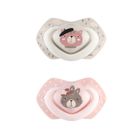 Canpol babies, Bonjour Paris, suzeta din silicon, simetrica, 0-6m, 2 buc., roz