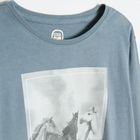 Cool Club, Bluza cu maneca lunga pentru fete, albastru, imprimeu cai