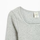 Cool Club, Bluza cu maneca lunga pentru fete, crop top, din tricot striat, gri melanj