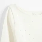 Cool Club, Bluza cu maneca lunga pentru fete, din tricot striat, ecru