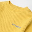 Cool Club, Bluza cu maneca lunga pentru fete, din tricot striat, galben, imprimeu Creative