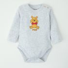 Cool Club, Body cu maneca lunga pentru baieti, gri, galben, ecru, imprimeu Winnie the Pooh, set, 3 buc.