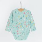 Cool Club, Body cu maneca lunga pentru fete, bumbac organic, ecru, menta verde, set 2 buc.