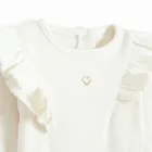 Cool Club, Body cu maneca lunga pentru fete, din tricot striat, alb