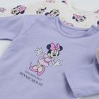 Cool Club, Body cu maneca lunga pentru fete, ecru, violet, imprimeu Minnie Mouse, set 2 buc.