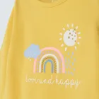 Cool Club, Body cu maneca lunga pentru fete, galben, imprimeu Love and happy