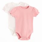 Cool Club, Body cu maneca scurta pentru fete, din tricot striat, roz, set, 2 buc.