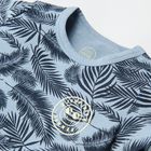 Cool Club, Body pentru baieti cu maneca scurta, albastru, imprimeu frunze, Jump into summer