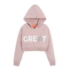 Cool Club, Hanorac crop top cu gluga pentru fete, culoare roz deschis, imprimeu Great