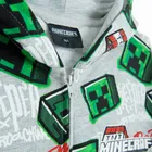 Cool Club, Hanorac cu gluga pentru baieti, cu fermoar, gri, imprimeu Minecraft