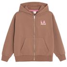Cool Club, Hanorac cu gluga pentru fete, cu fermoar, maro