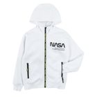Cool Club, Hanorac cu gluga si fermoar pentru baieti, alb, imprimeu NASA