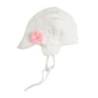 Cool Club, Palarie pentru fete ce se leaga sub barbie, alba ecru, broderie englezeasca, floricica decor