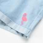 Cool Club, Pantaloni scurti de blugi pentru fete, albastru deschis denim, imprimeu flamingo