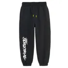Cool Club, Pantaloni trening pentru baieti, oversize, caldurosi, negru, imprimeu SpongeBob