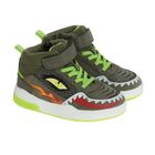 Cool Club, Pantofi pentru baieti, kaki, brant din piele, talpa cu leduri