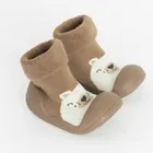 Cool Club, Papuci de casa tip soseta pentru copii, maro, talpa Barefoot