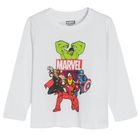 Cool Club, Pijama pentru baieti, alb-albastru, imprimeu Marvel Super Heroes