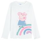 Cool Club, Pijama pentru fete, ecru, in dungi, imprimeu Peppa Pig