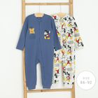 Cool Club, Pijama tip salopeta pentru baieti, albastru, gri, imprimeu Mickey Mouse, set, 2 buc.